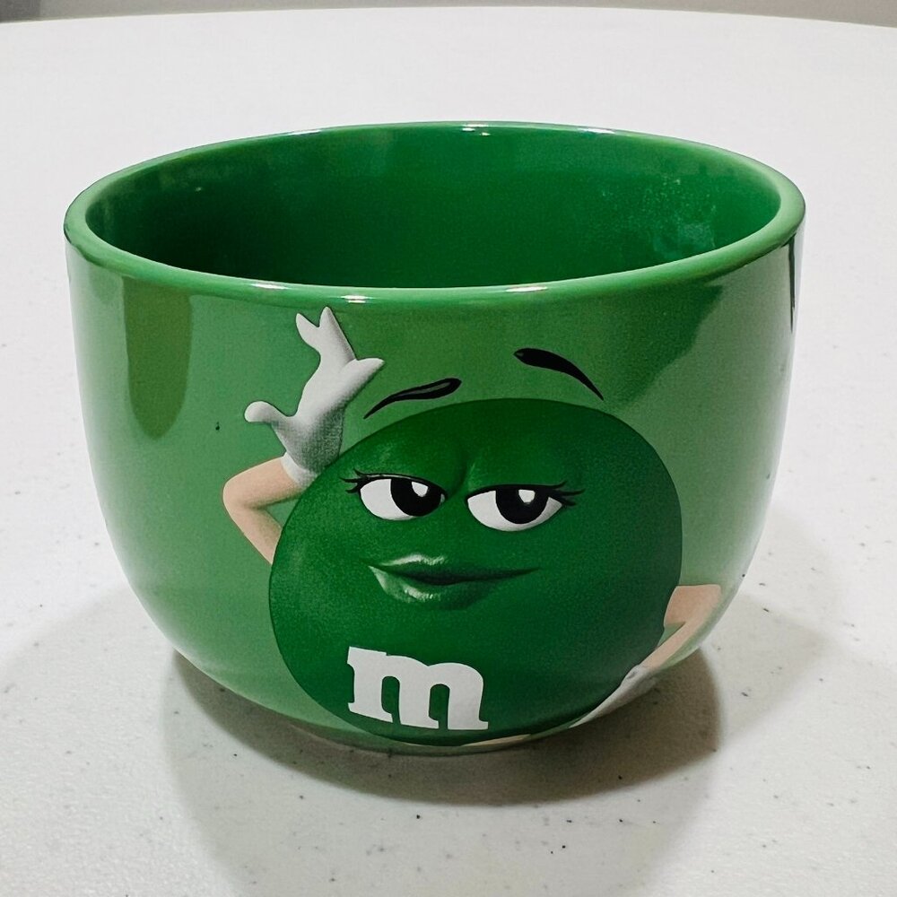 Green M&M Candy Bowls Dish Snack Nuts Limited Edition Mars 2020 3' tall. Excelle